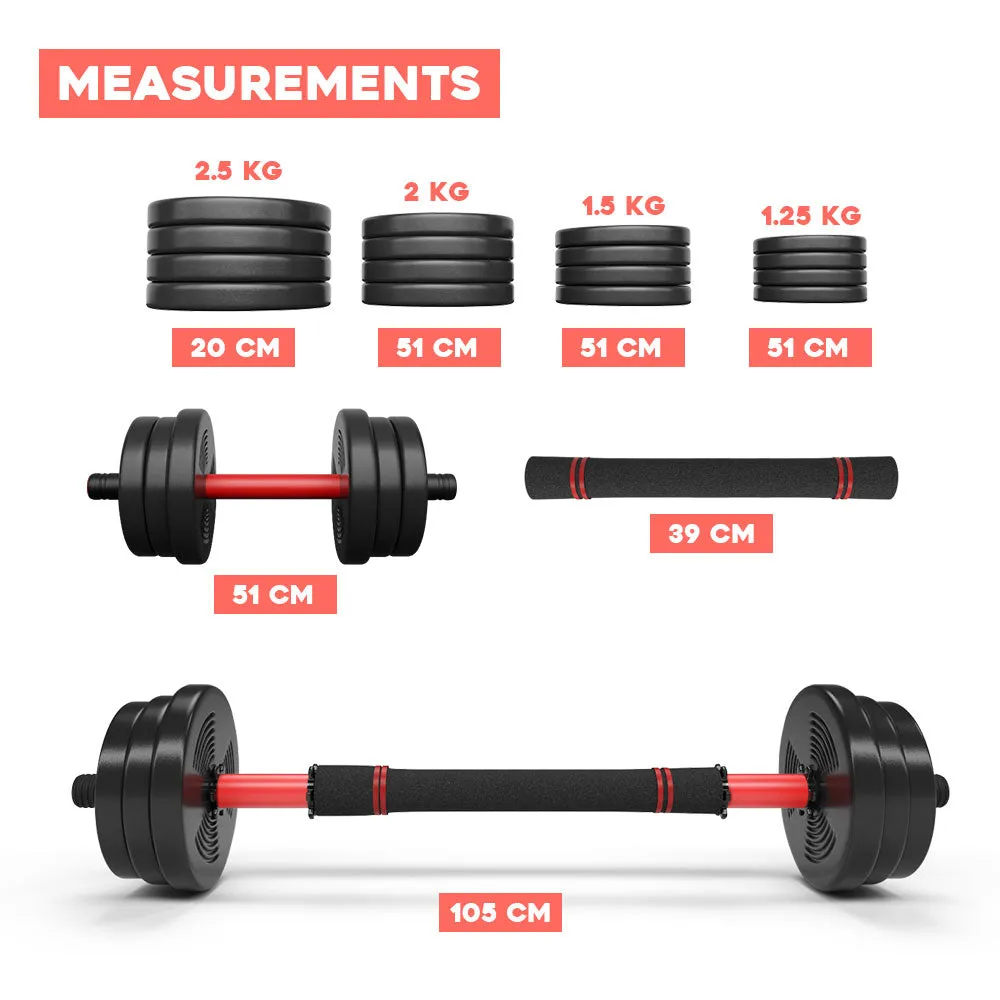 30kg Adjustable Dumbbell and Barbell Set - Adjustable Weight Set