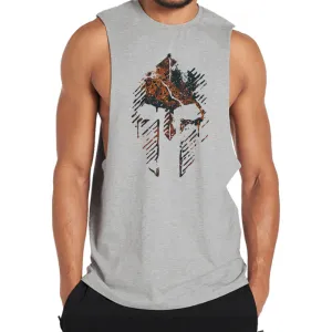 Abstract Spartan Helm Graphic Tank Top
