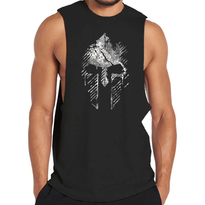 Abstract Spartan Helm Graphic Tank Top