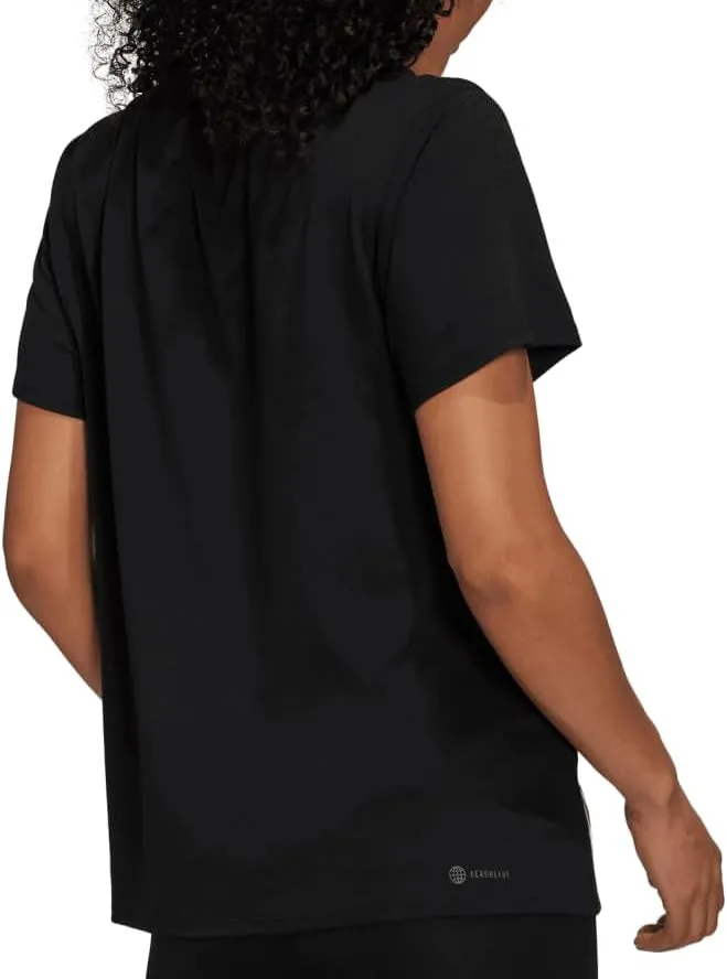 adidas TrainIcon 3 Stripes Short Sleeve Womens Training Top - Black