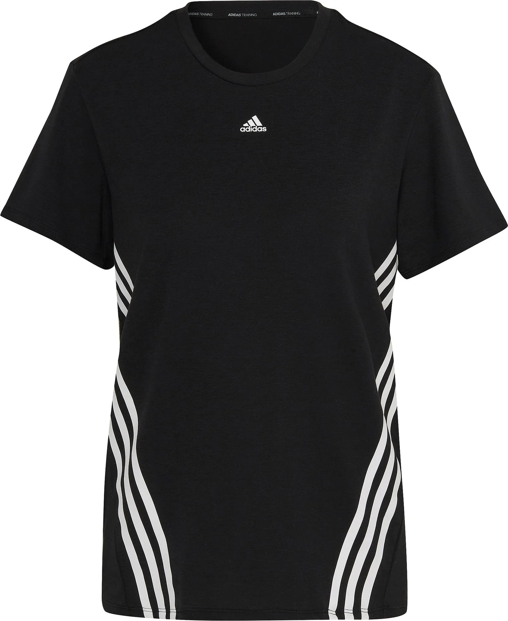 adidas TrainIcon 3 Stripes Short Sleeve Womens Training Top - Black
