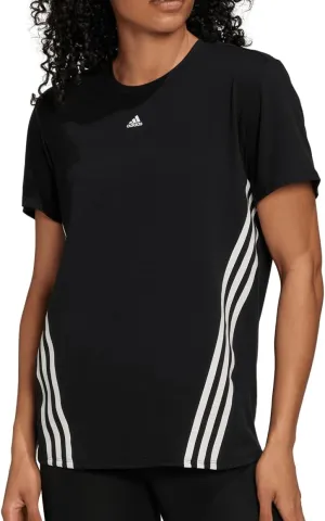 adidas TrainIcon 3 Stripes Short Sleeve Womens Training Top - Black