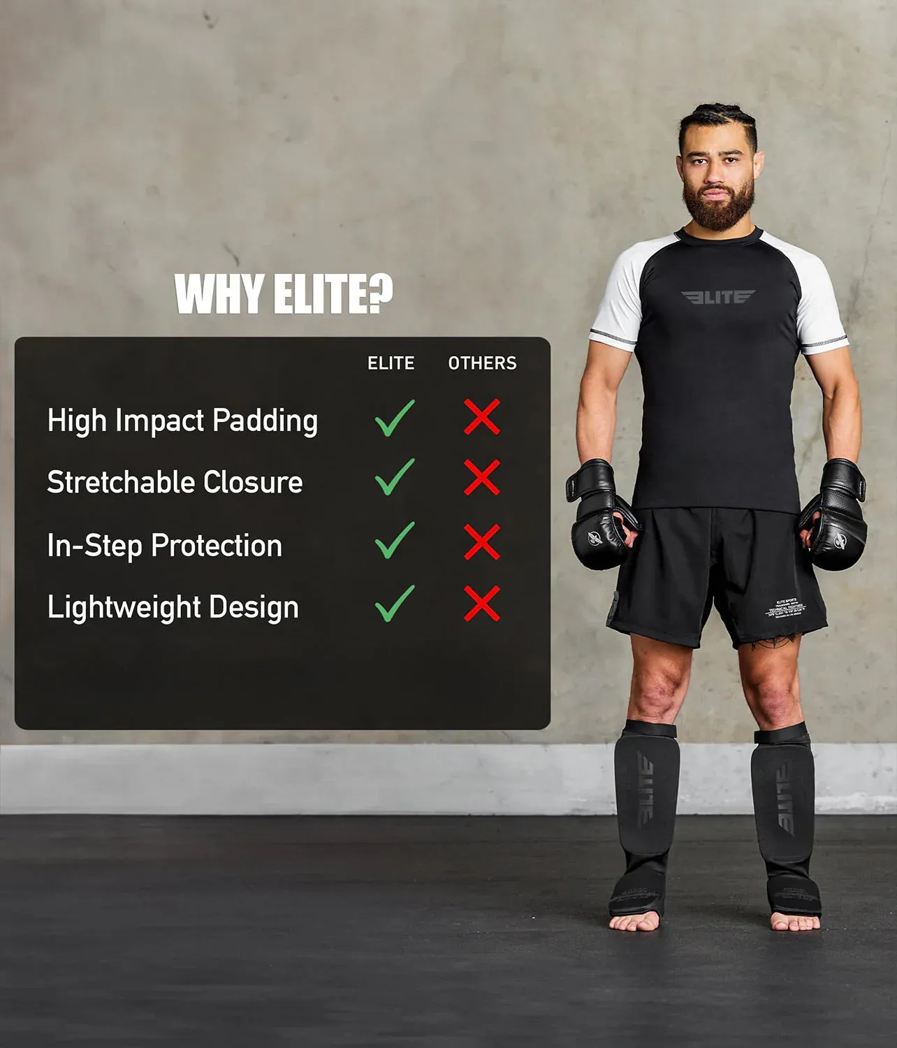 Adults' Standard Black/Black Training Shin Guards
