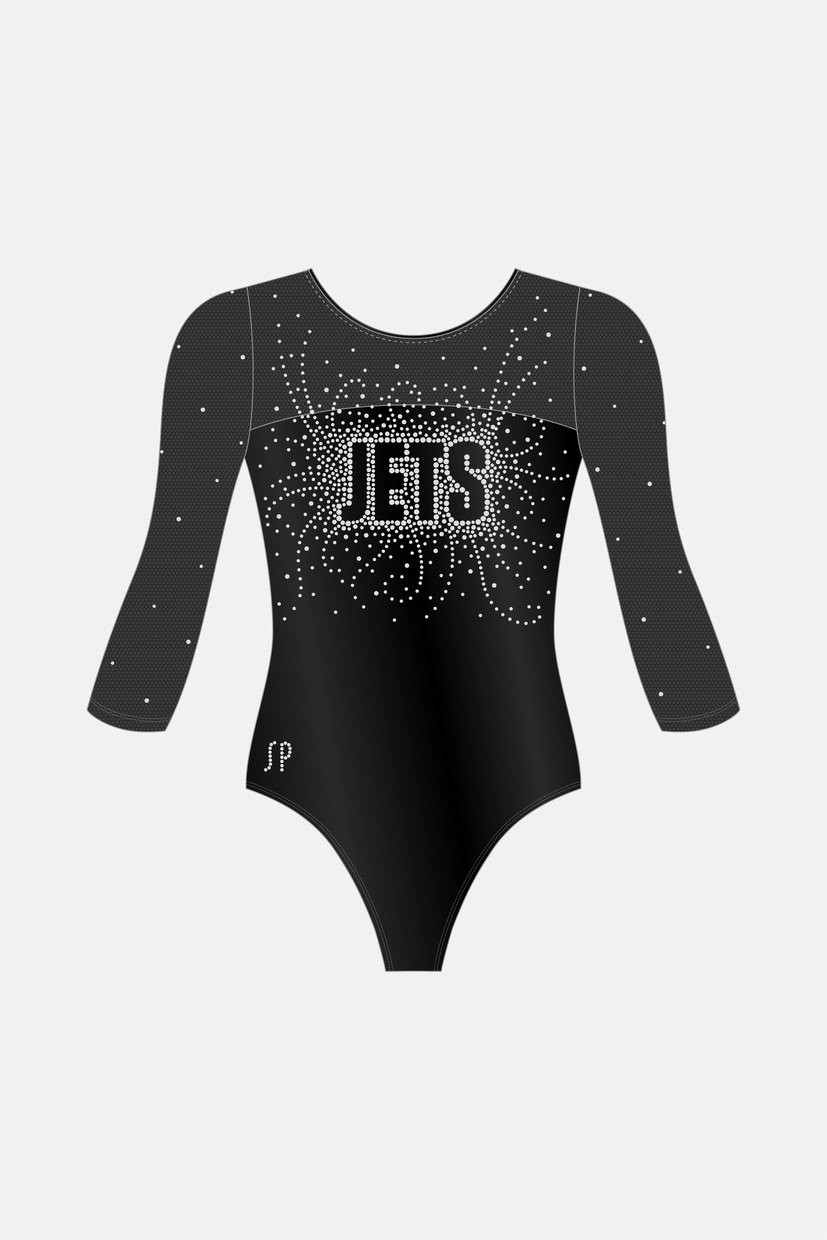 All Black Rita 3/4 Slv Leotard