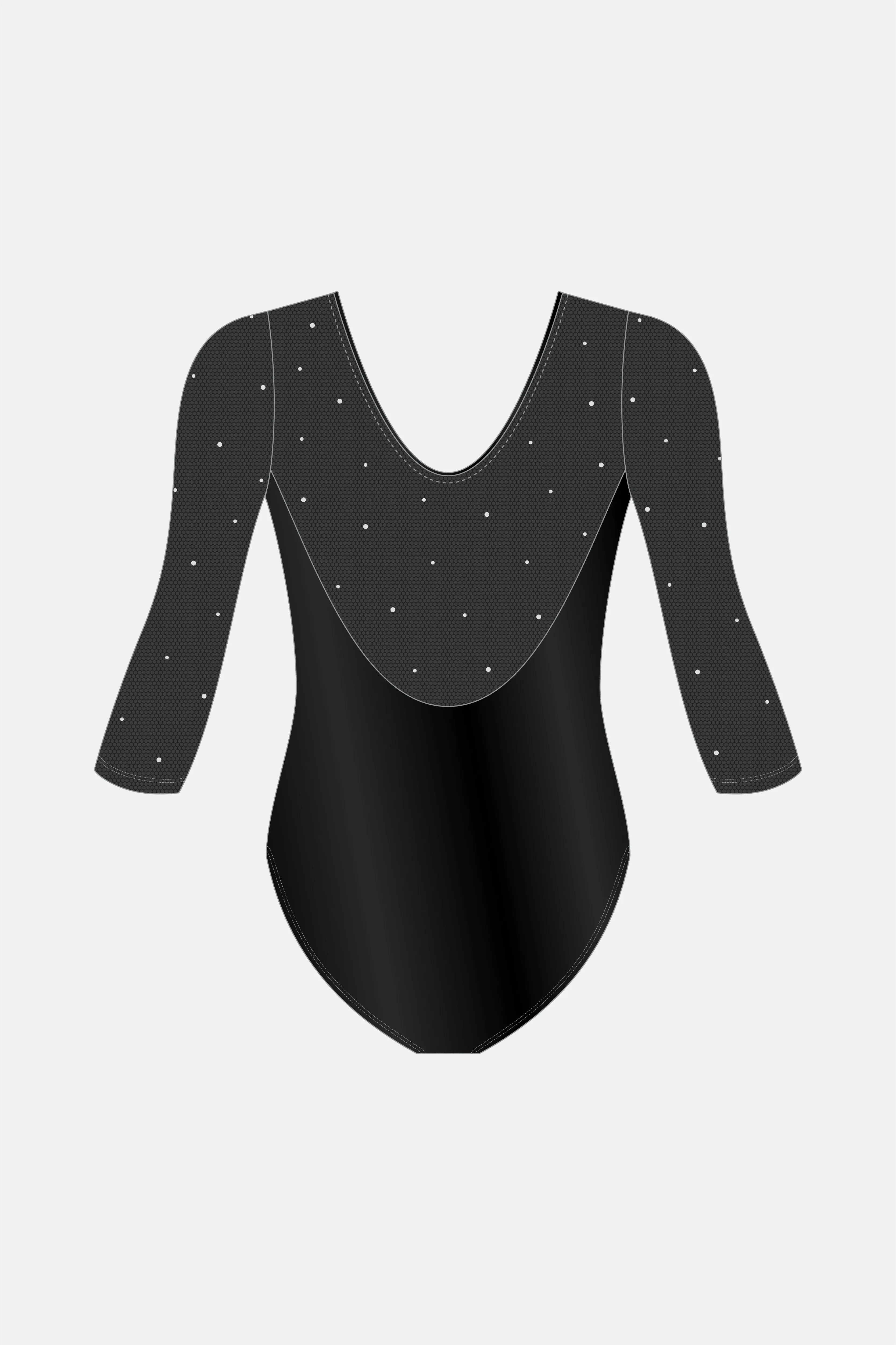 All Black Rita 3/4 Slv Leotard