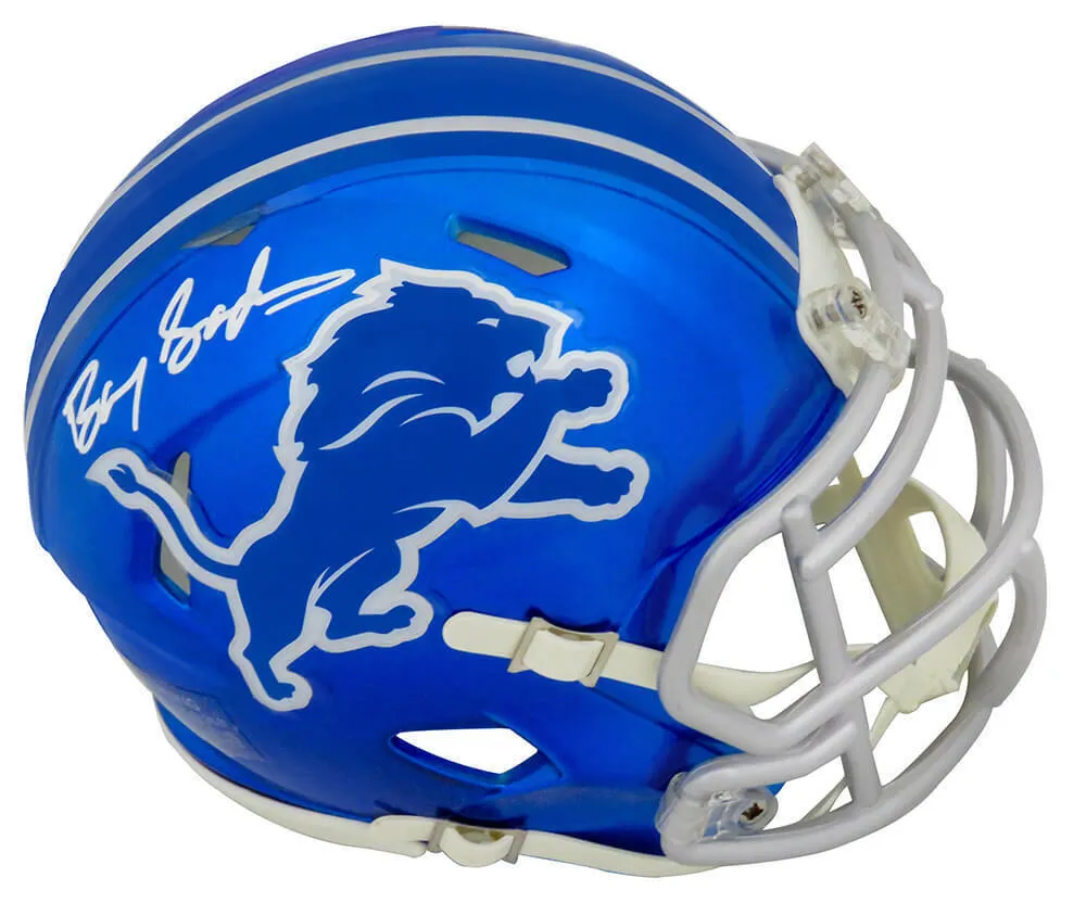 Barry Sanders Signed Lions FLASH Riddell Mini Helmet (White Ink) -(SCHWARTZ COA)