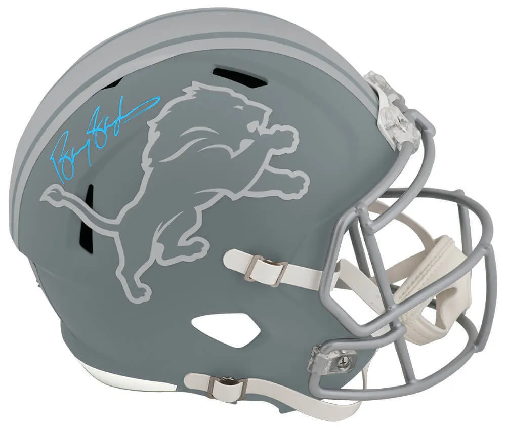 Barry Sanders Signed Lions SLATE Riddell Full Size Replica Helmet (SCHWARTZ COA)