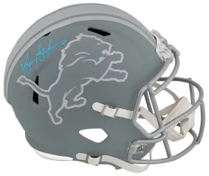 Barry Sanders Signed Lions SLATE Riddell Full Size Replica Helmet (SCHWARTZ COA)