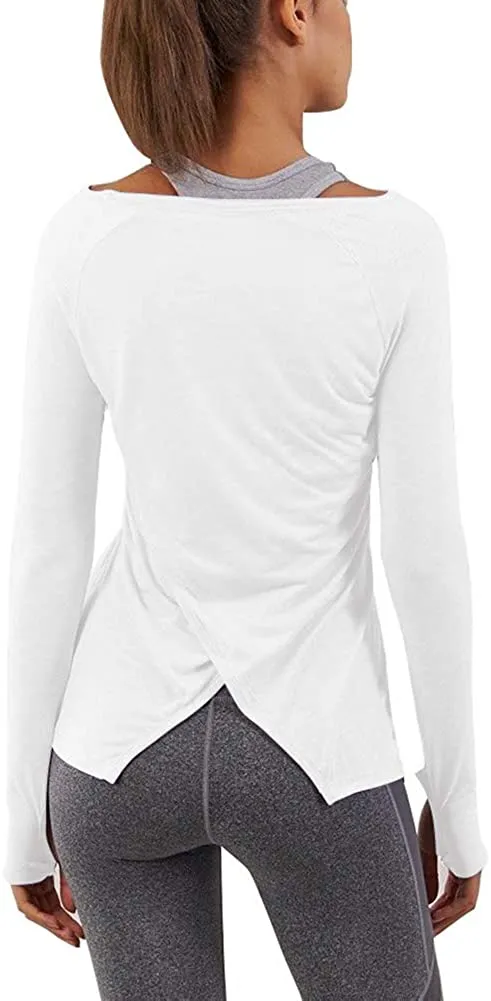 Bestisun Long Sleeve Yoga Workout Tops Lightweight Thumbhole Shirts Athletic Wear for Women