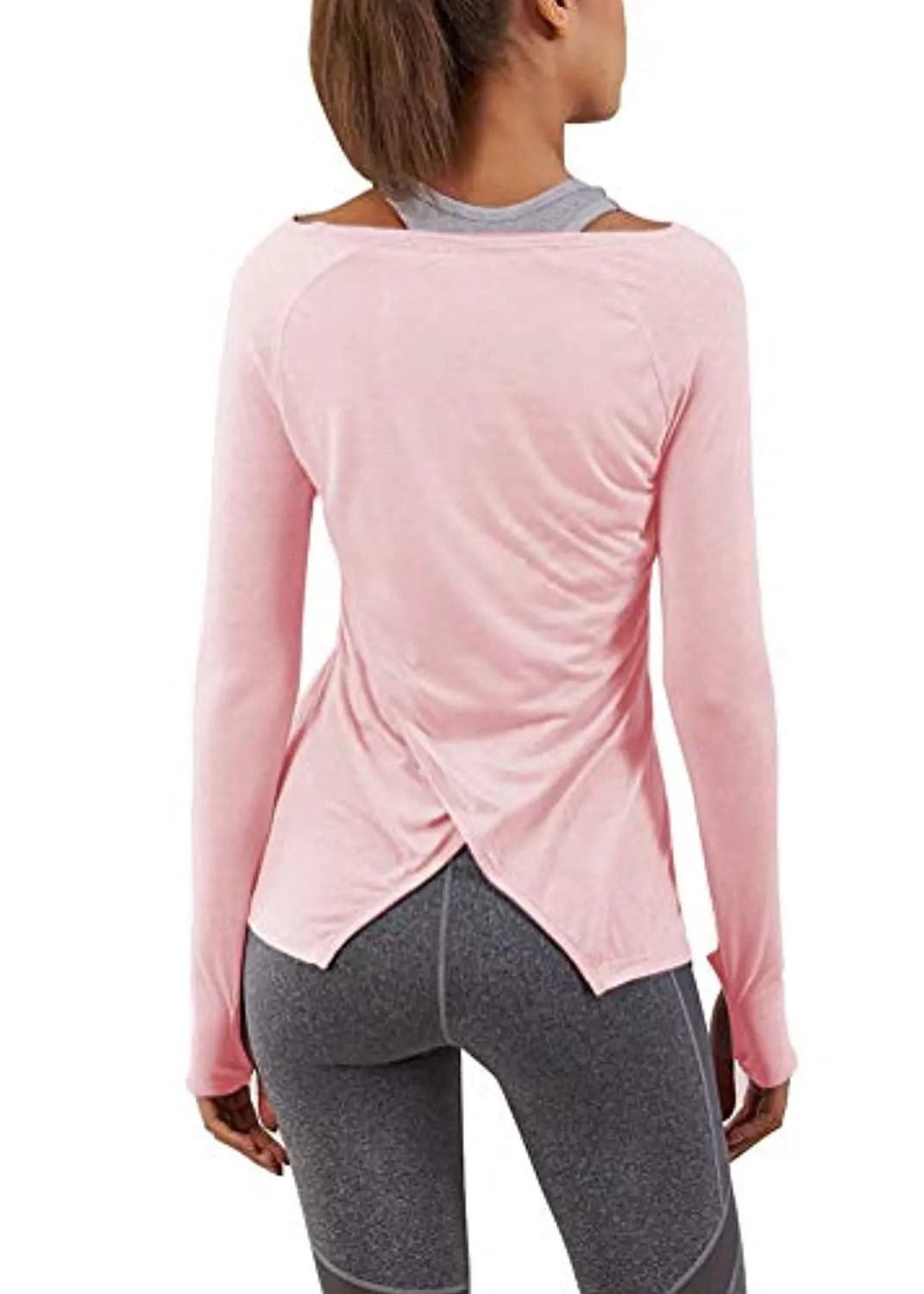 Bestisun Long Sleeve Yoga Workout Tops Lightweight Thumbhole Shirts Athletic Wear for Women