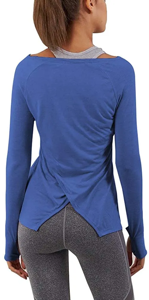 Bestisun Long Sleeve Yoga Workout Tops Lightweight Thumbhole Shirts Athletic Wear for Women