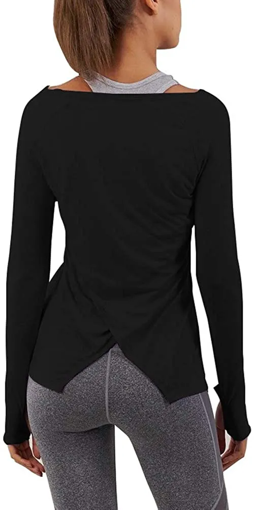 Bestisun Long Sleeve Yoga Workout Tops Lightweight Thumbhole Shirts Athletic Wear for Women