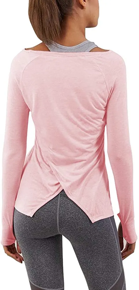 Bestisun Long Sleeve Yoga Workout Tops Lightweight Thumbhole Shirts Athletic Wear for Women