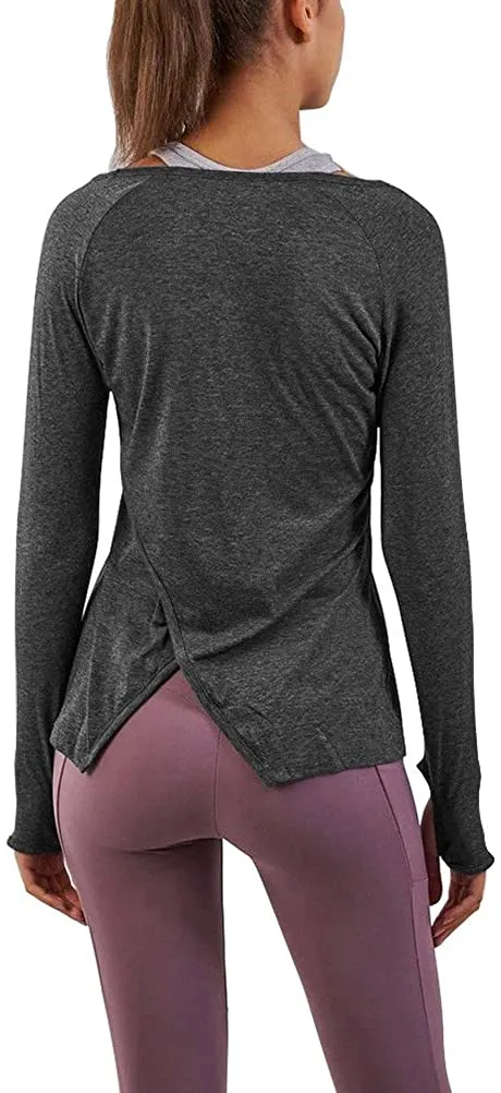 Bestisun Long Sleeve Yoga Workout Tops Lightweight Thumbhole Shirts Athletic Wear for Women