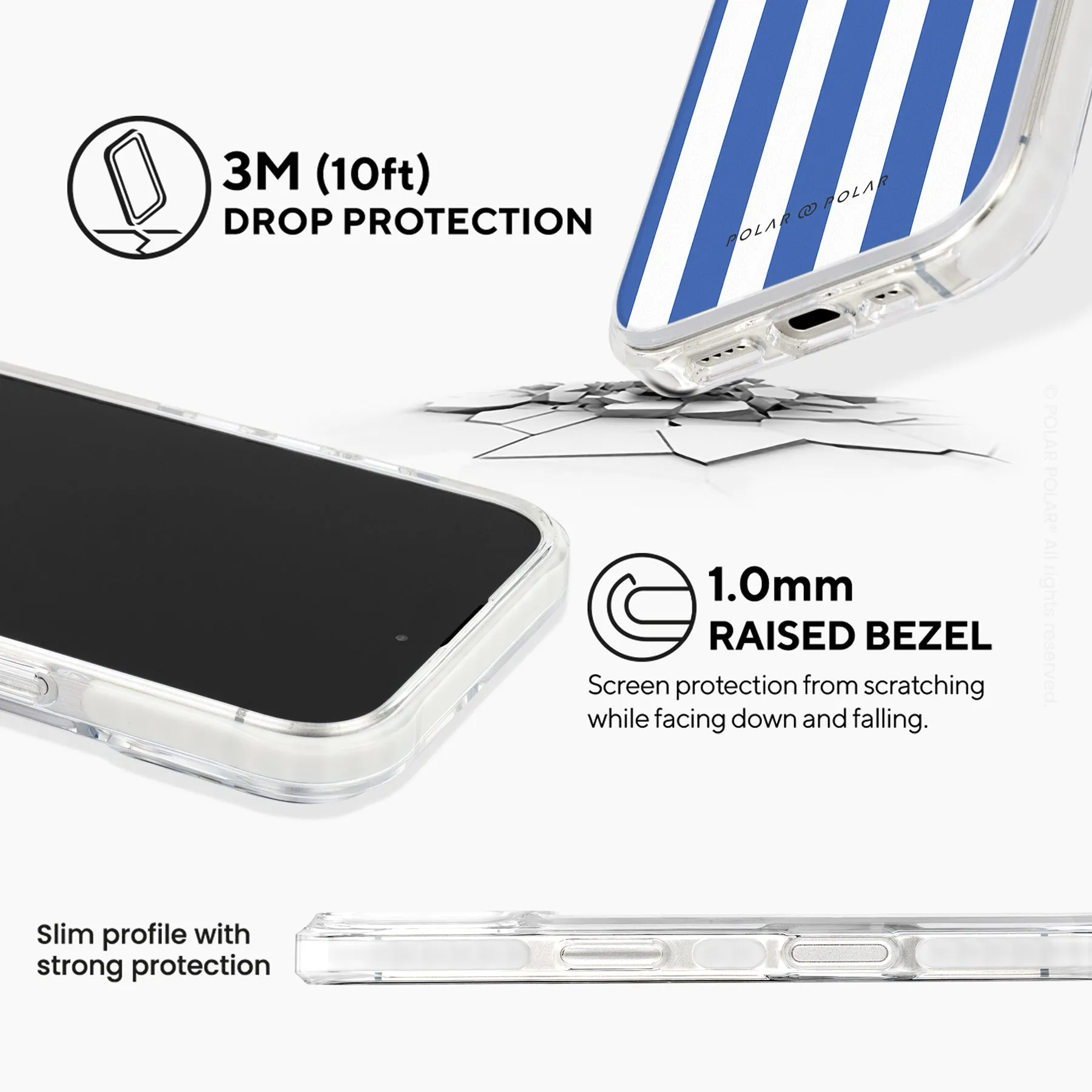 Blue Stripe - iPhone 16 Clear Bumper MagSafe Case