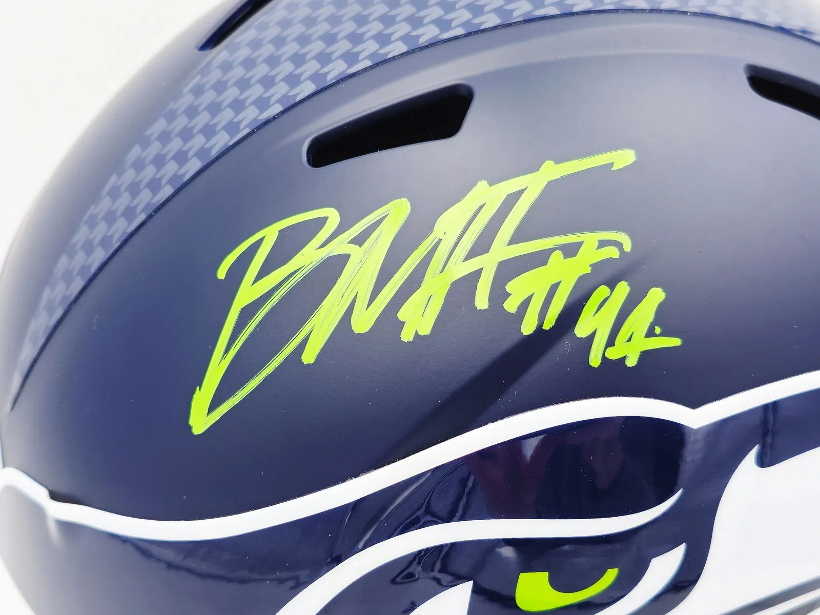 BYRON MURPHY II AUTOGRAPHED SEAHAWKS BLUE FULL SIZE SPEED HELMET MCS HOLO 235598
