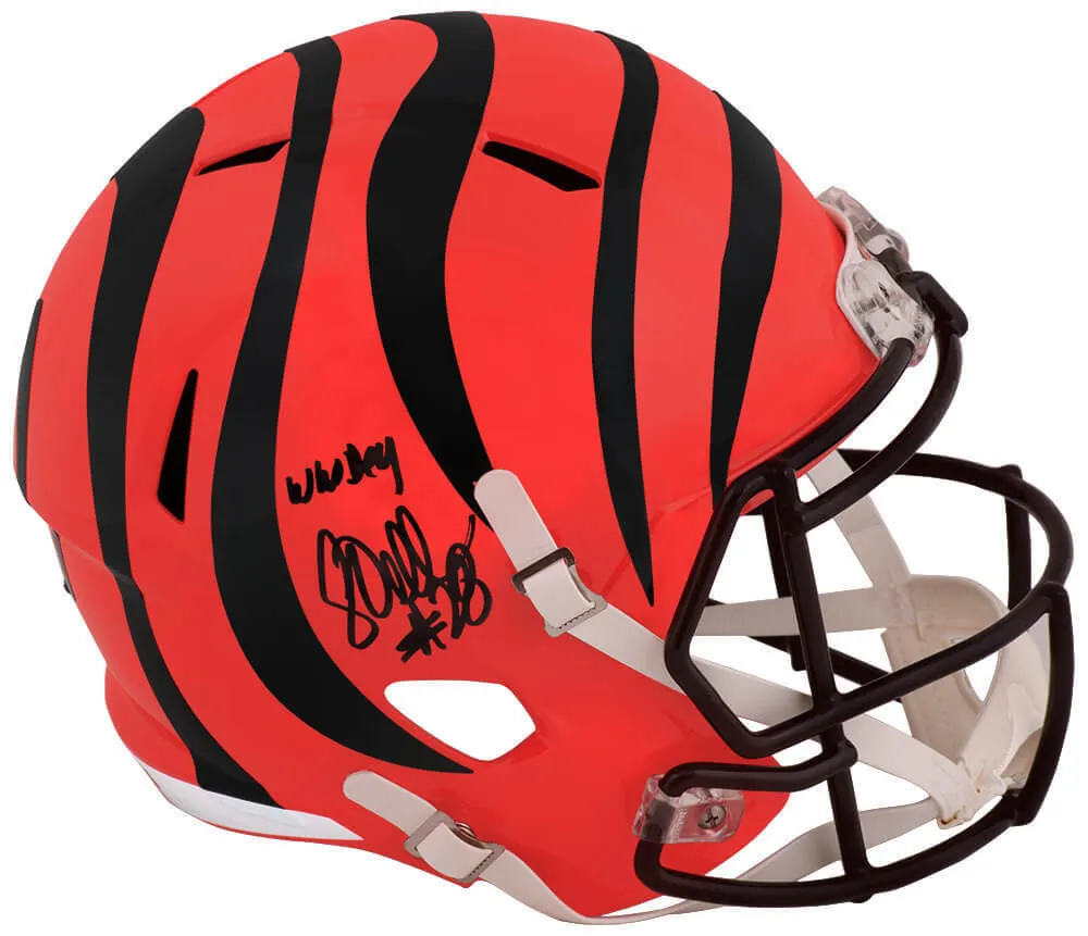 Corey Dillon Signed Bengals Riddell F/S Speed Replica Helmet w/Who Dey -(SS COA)