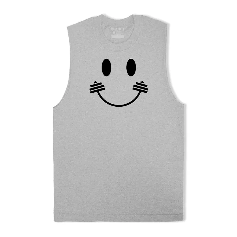 Cotton Barbell Smile Face Tank Top