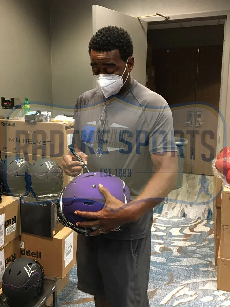 Cris Carter Signed Minnesota Vikings Speed Eclipse NFL Mini Helmet