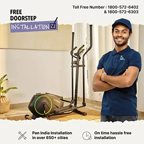 Cultsport smartcross b1 Bluetooth Enabled Elliptical Cross Trainer, Max Weight: 120kg, Free at Home Installation, Trainer Led Sessions by Cultsport