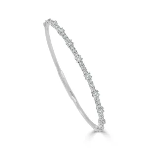Diamond Graduated Flexible Bangle in 14K White