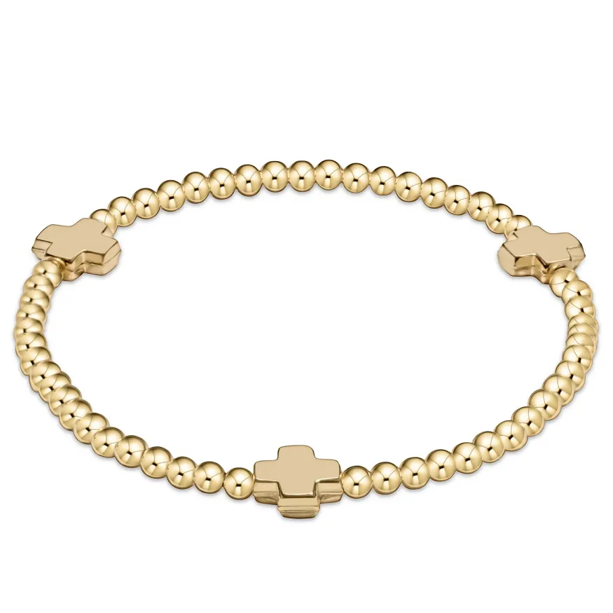 enewton Signature Cross Gold Pattern 3mm Bead Bracelet