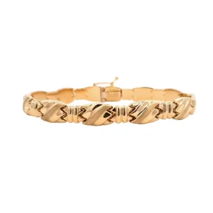Estate Brushed and Polished Link Bracelet in 14K Yellow Gold