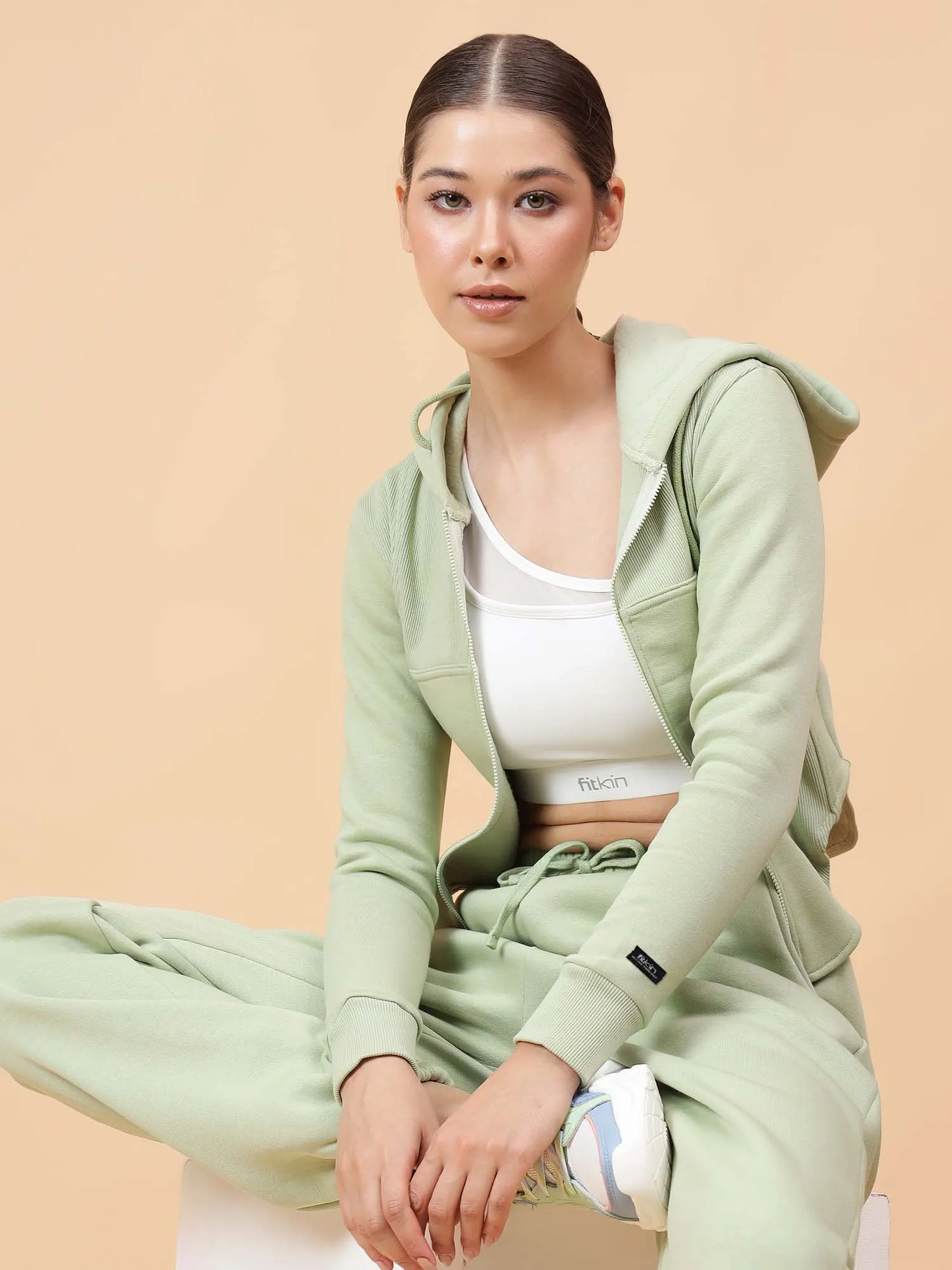 Fikin Women Pista Green Fleece Corset Jacket