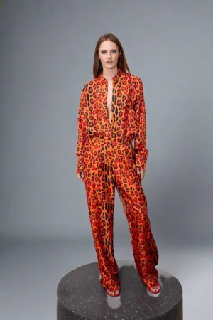FINNEY SALINAS SILK TROUSER Red Jaguar