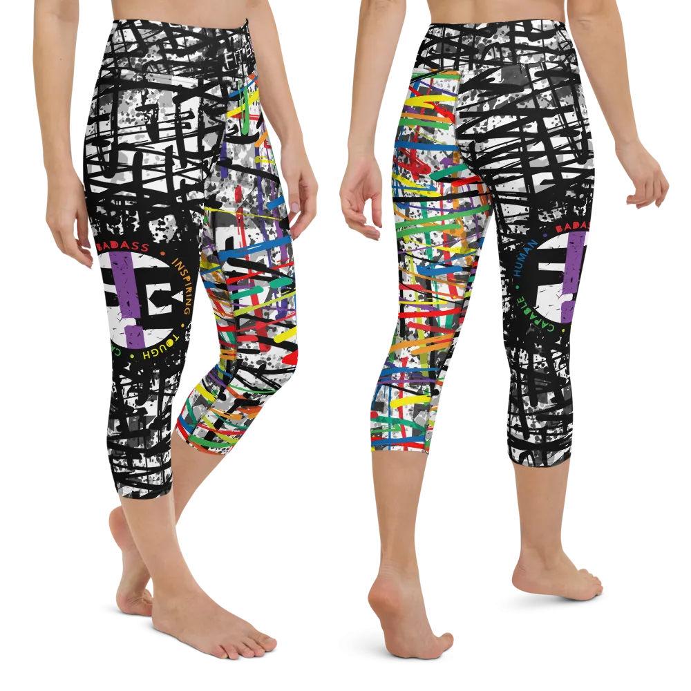 Fit Bitch - Yoga Capris - Criss Cross Rainbow