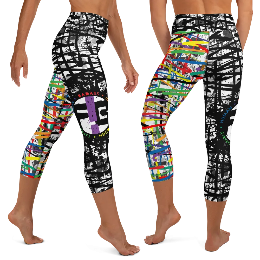 Fit Bitch - Yoga Capris - Criss Cross Rainbow