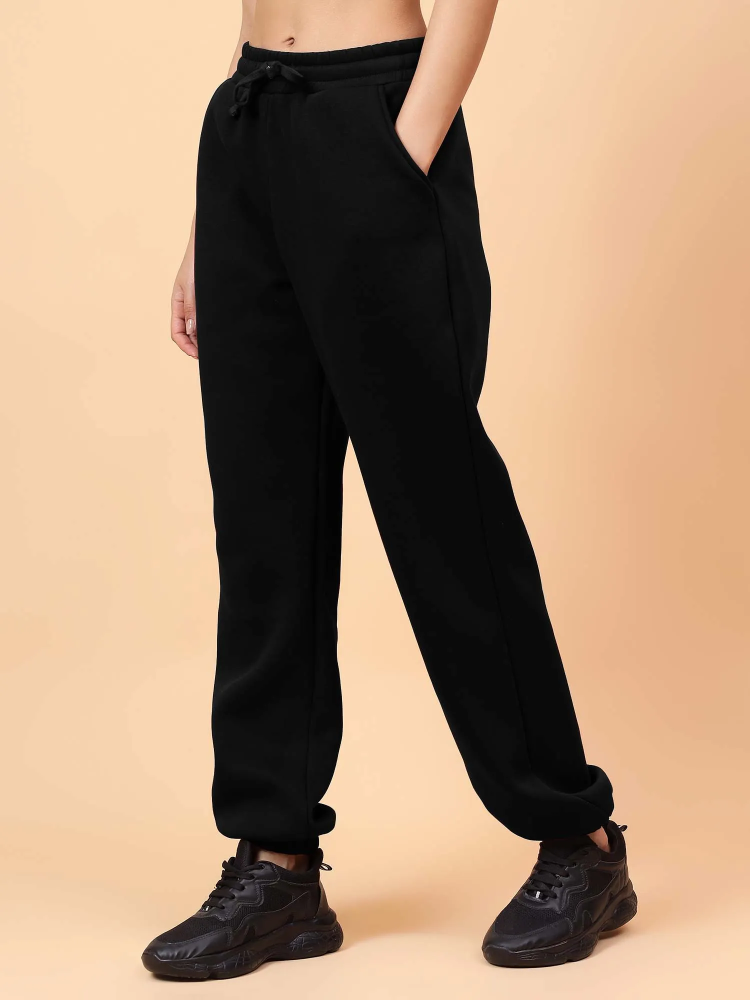Fitkin Women Black CloudFit Fleece Jogger