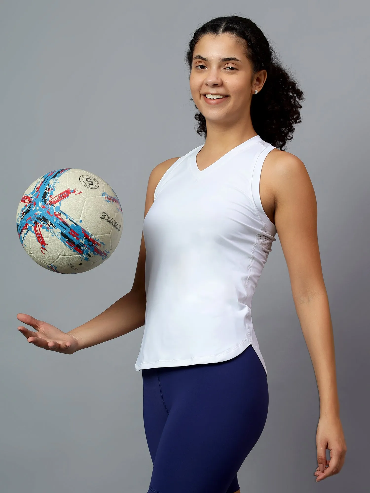 Fitkin Women White Racer Back Mesh Tank