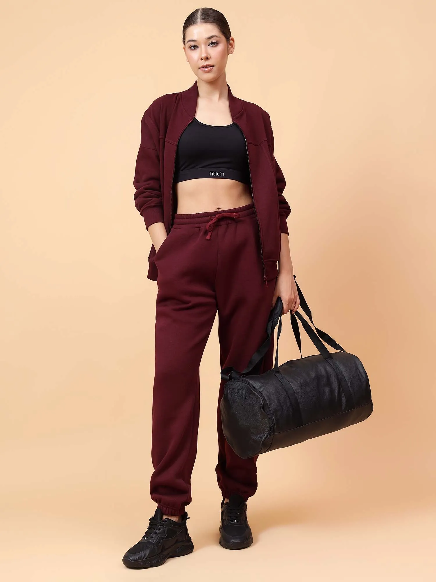 Fitkin Women Wine ActiveHeat Bomber Jacket