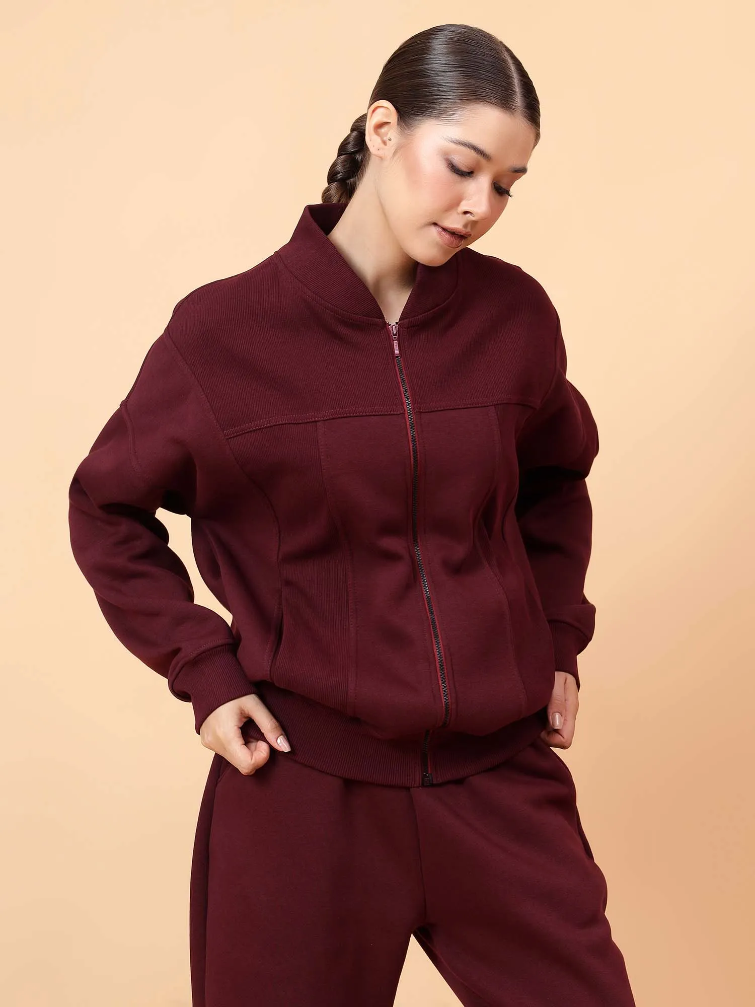 Fitkin Women Wine ActiveHeat Bomber Jacket