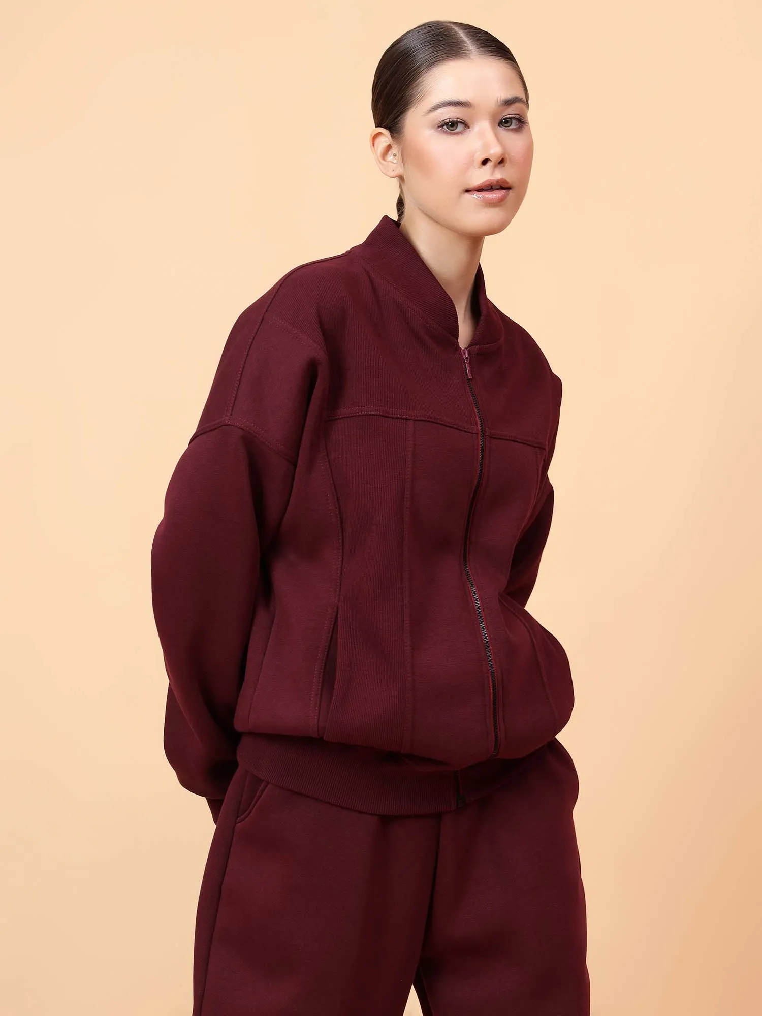 Fitkin Women Wine ActiveHeat Bomber Jacket