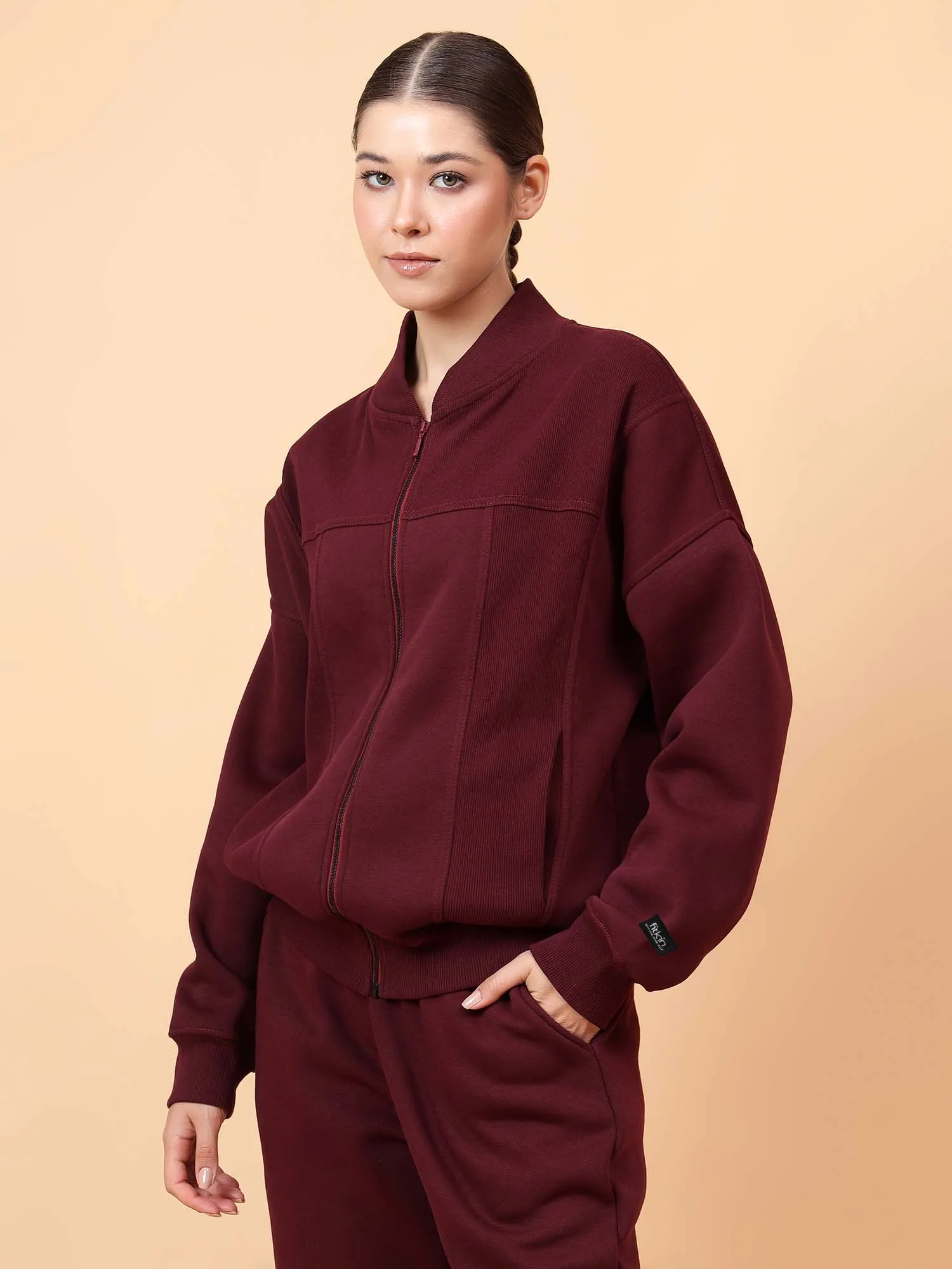Fitkin Women Wine ActiveHeat Bomber Jacket