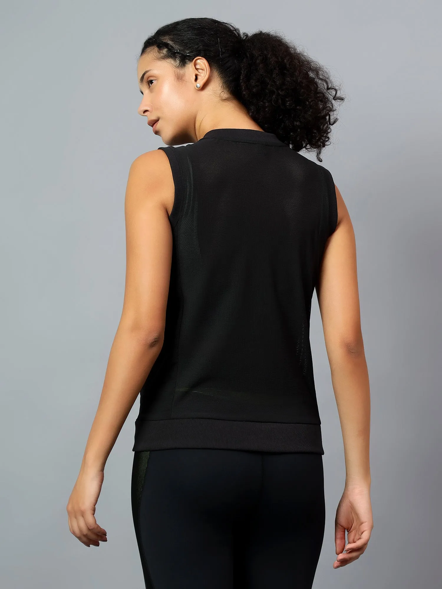 Fitkin Women's Black Light Cover Up Sleeveless  Jacket