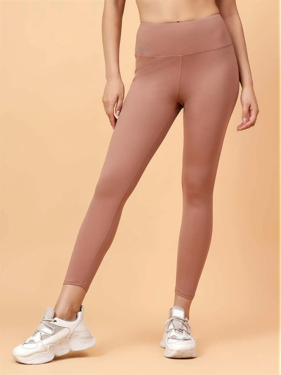 Fitkin Women's Tan Core High Waist Curve Sculpting Tights