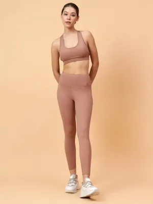 Fitkin Women's Tan Core High Waist Curve Sculpting Tights