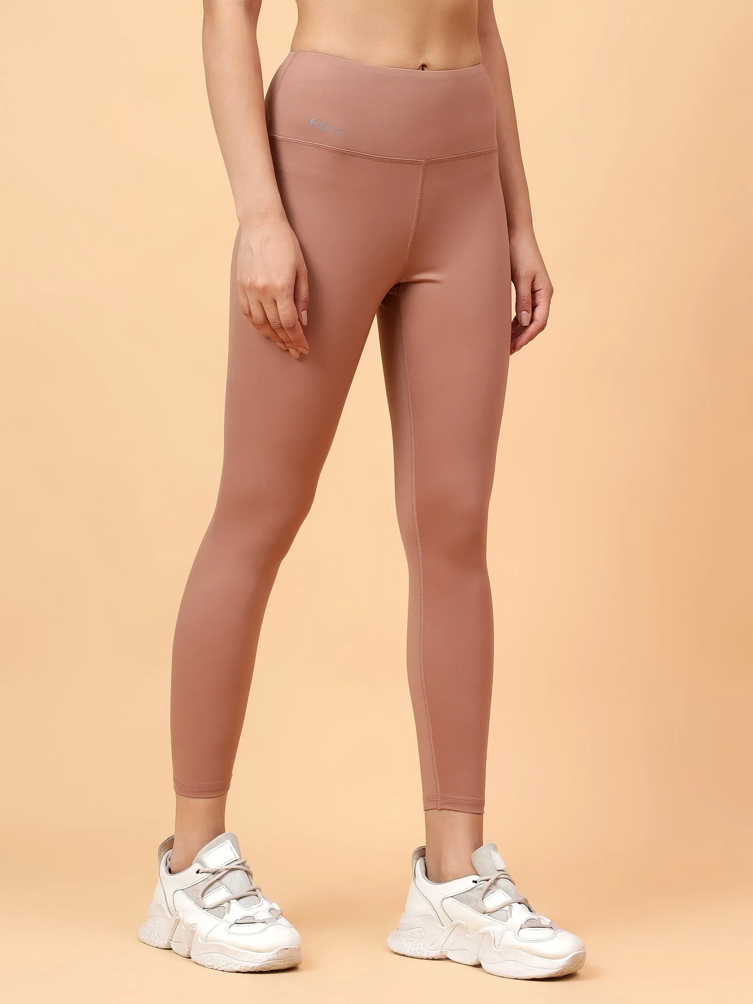 Fitkin Women's Tan Core High Waist Curve Sculpting Tights