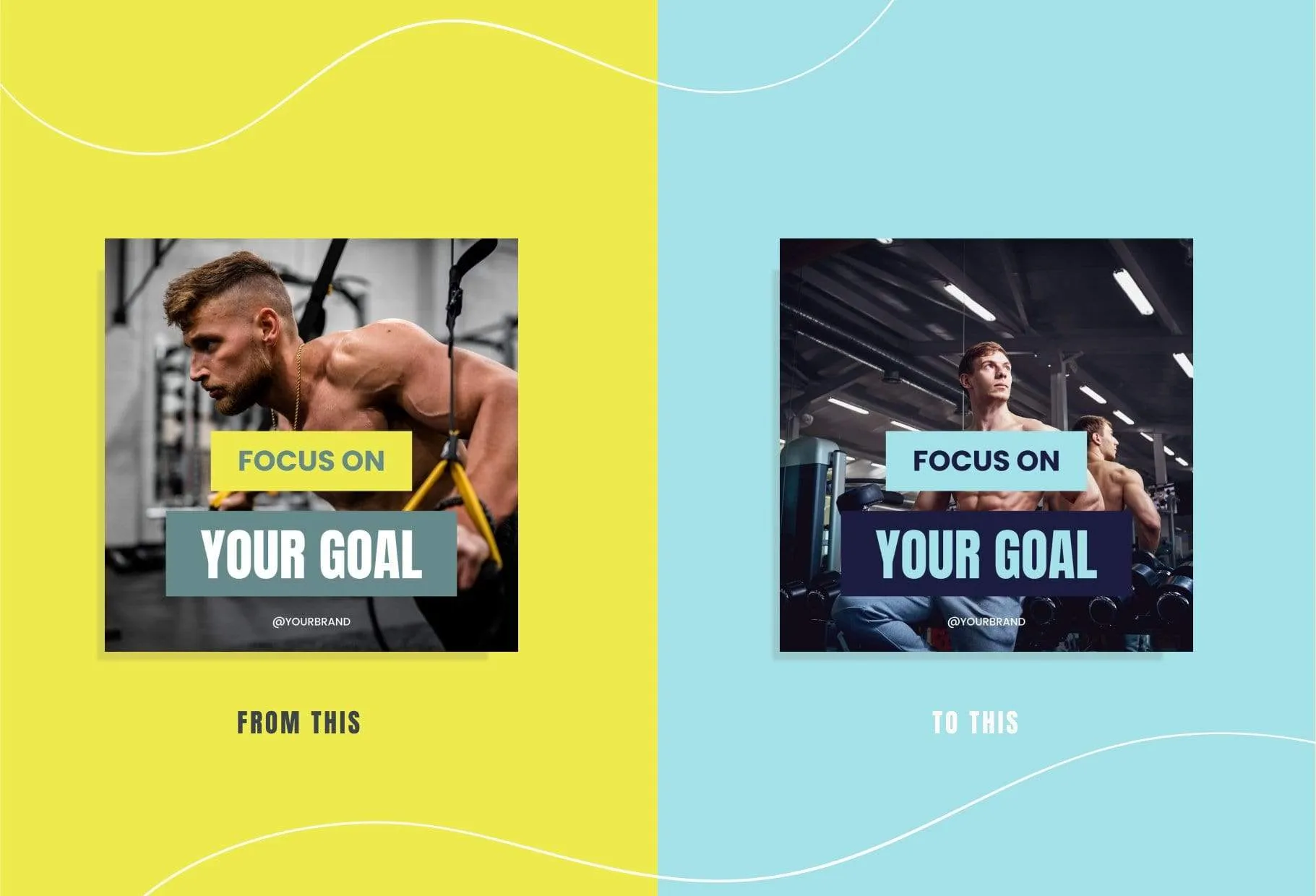 FITNESS DARK CYAN 97 Done-for-You Fitness Instagram Posts Fully Editable Canva Templates