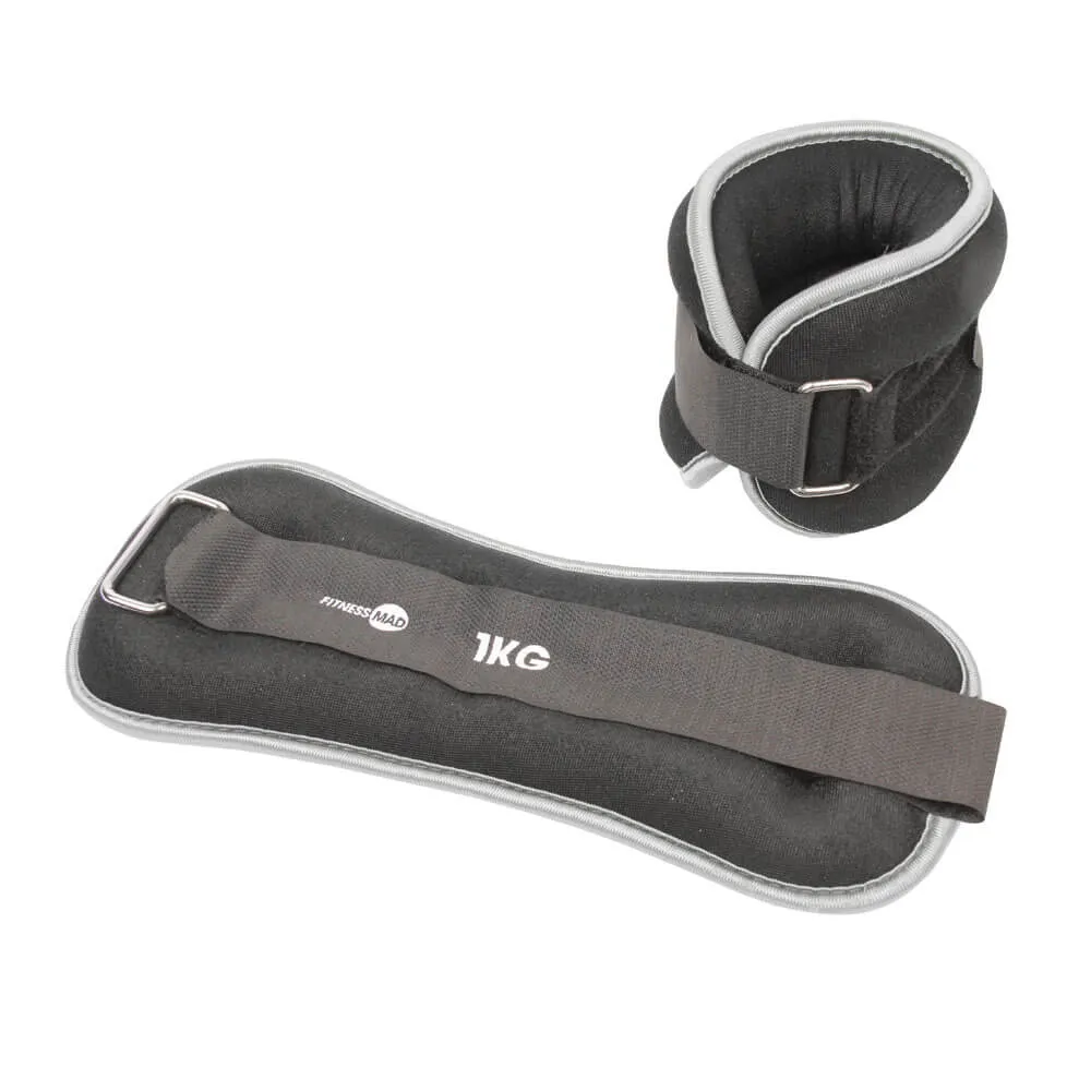 Fitness Mad Neoprene Ankle Wrist Weights 2 x 1kg