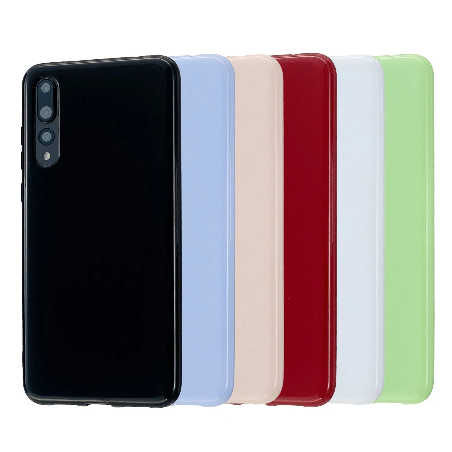 For HUAWEI P20/P20 Lite/P20 Pro Cellphone Case Simple Profile Soft TPU Phone Case Anti-Slip Smartphone Cover Bright black