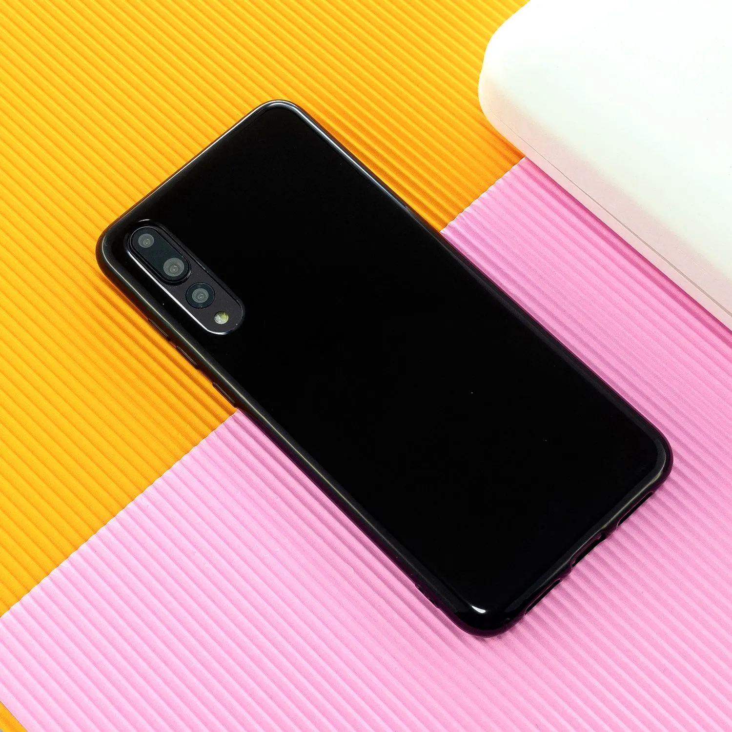 For HUAWEI P20/P20 Lite/P20 Pro Cellphone Case Simple Profile Soft TPU Phone Case Anti-Slip Smartphone Cover Bright black