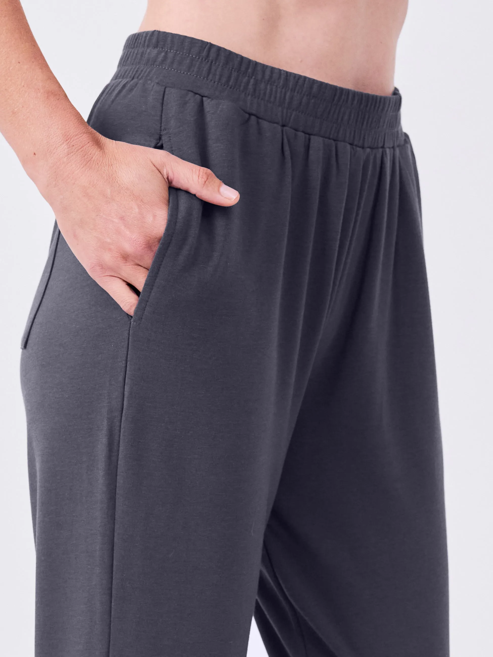 French Terry Side Pleat Jogger Jogger - Charcoal