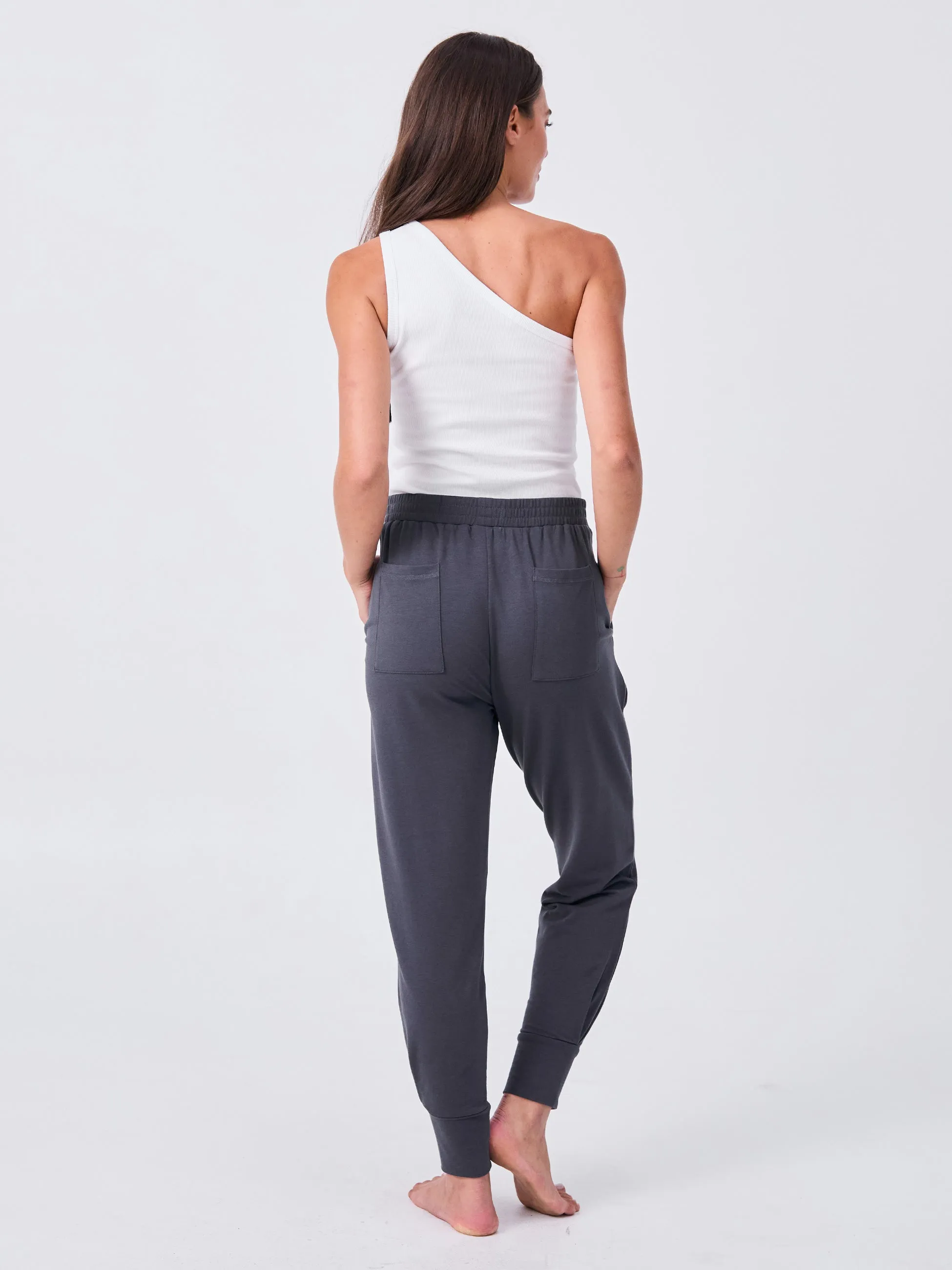 French Terry Side Pleat Jogger Jogger - Charcoal