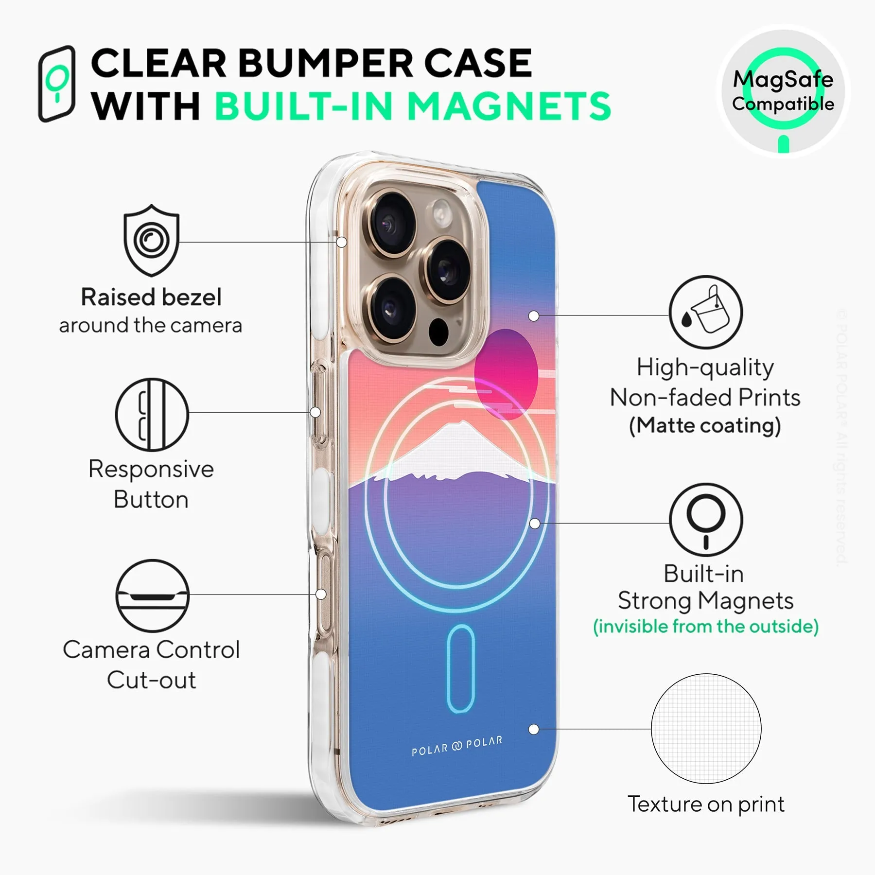 Fujisan Blue - iPhone 16 Pro Clear Bumper MagSafe Case