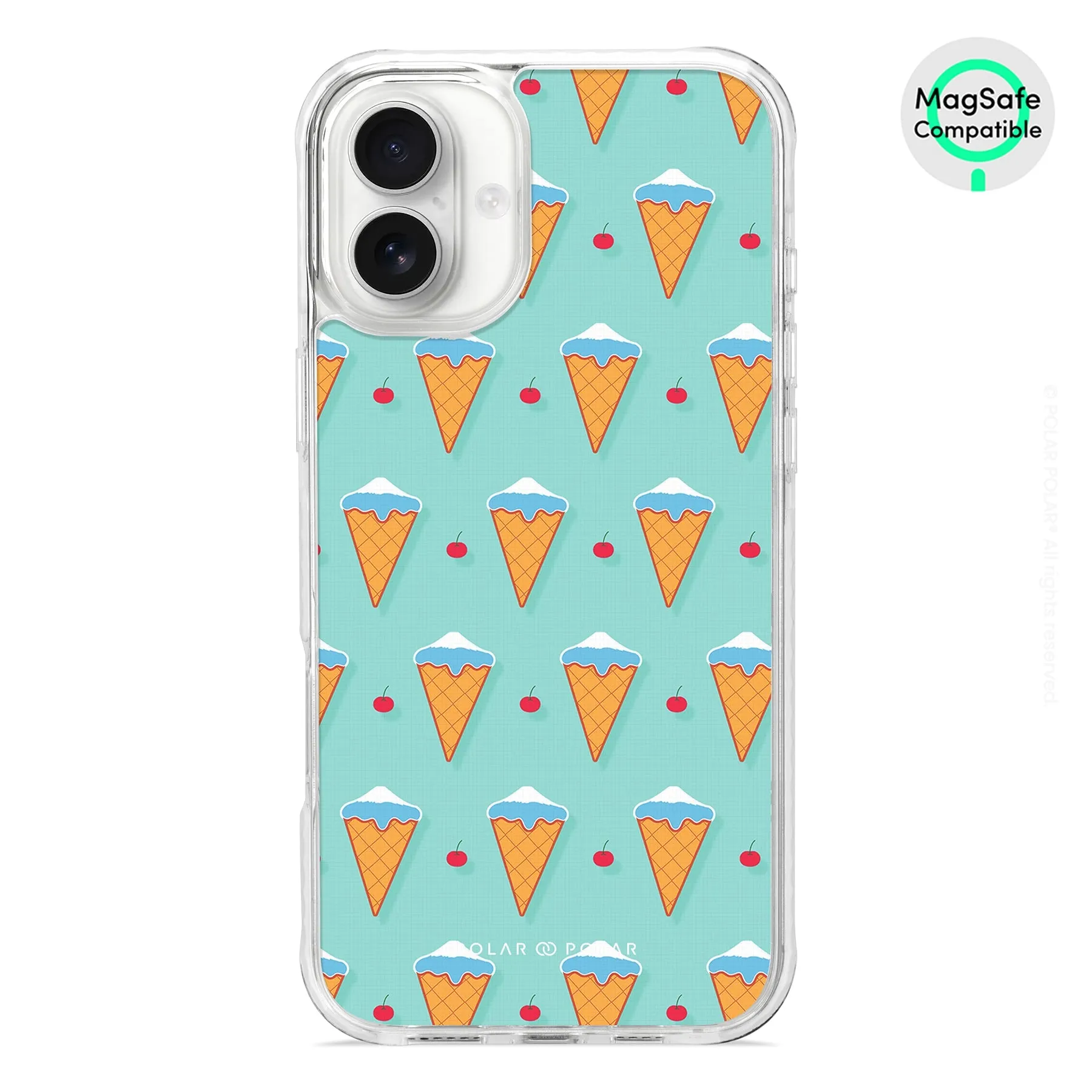 Fujisan Lake Blue Ice Cream - iPhone 16 Plus Clear Bumper MagSafe Case