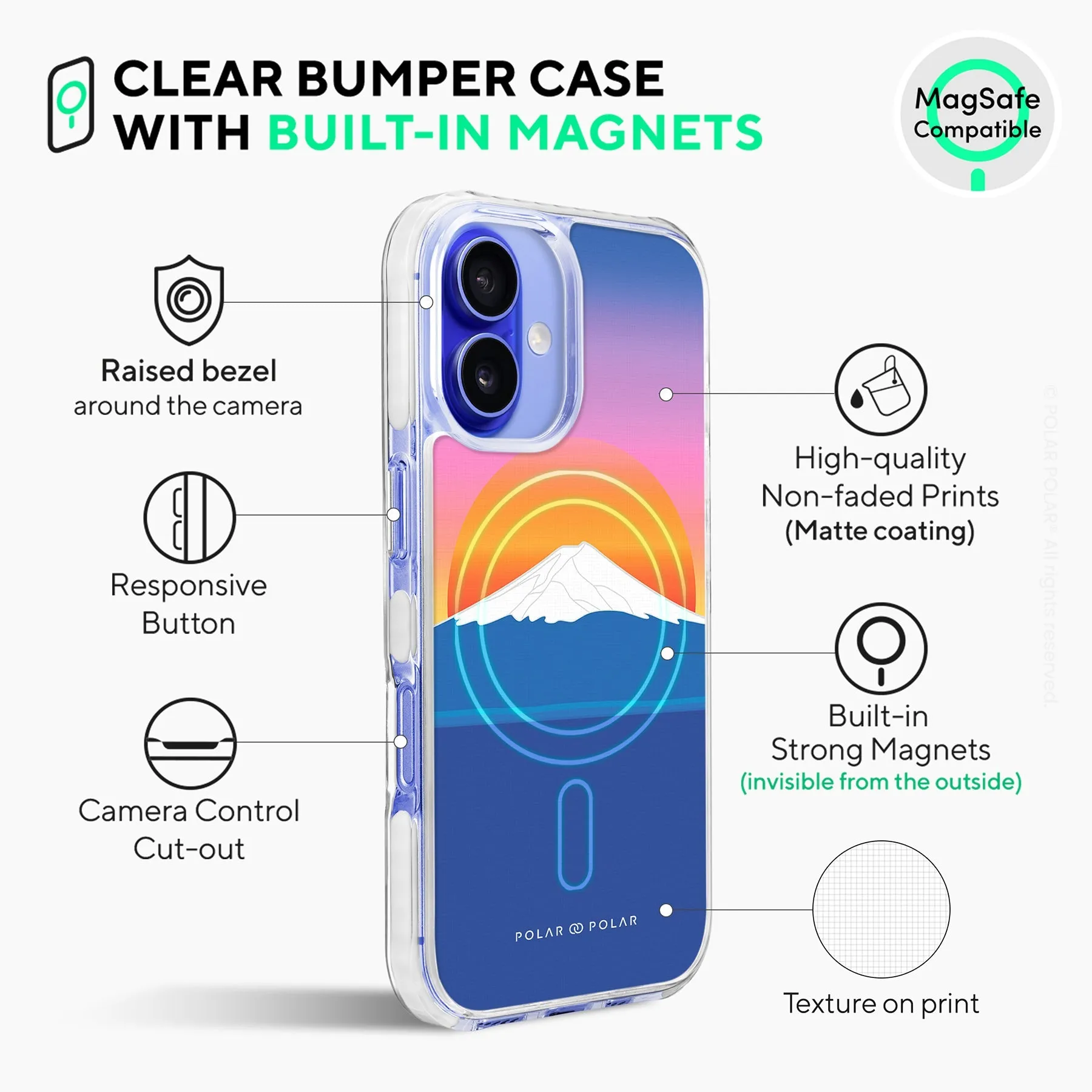 Fujisan Sunset - iPhone 16 Plus Clear Bumper MagSafe Case